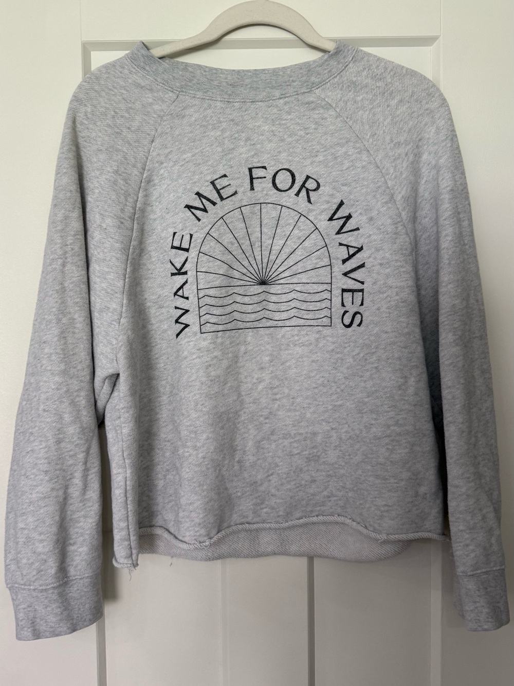 Gray Graphic Crewneck Sweatshirt - Wake Me For Waves